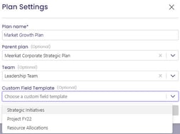 Apply Templates with Custom Fields to Plans