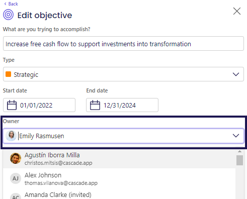 Add Objectives to the Focus Areas