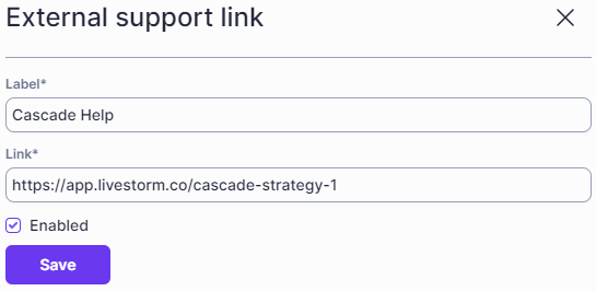 External Support modal