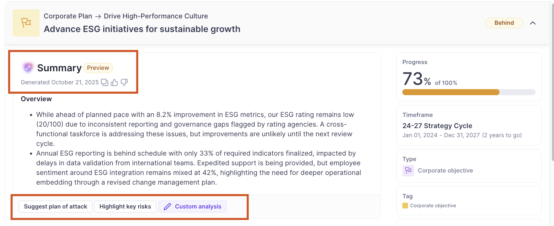 Objective Summary Widget