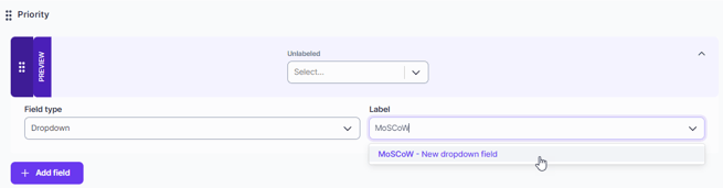 New field added to dropdown custom field type