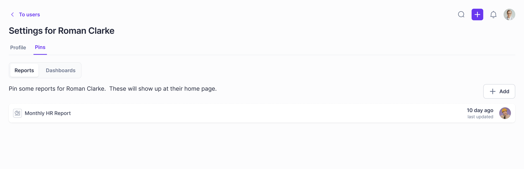 Pinning your most important Reports for Other Users