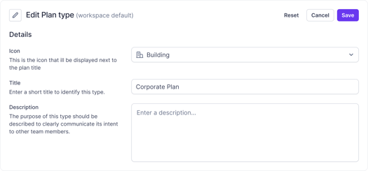 Plan setup